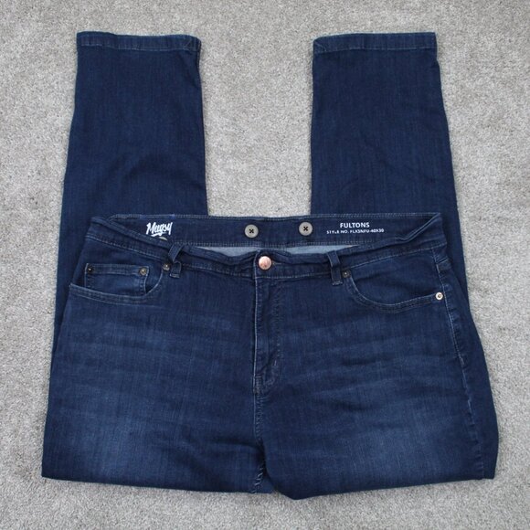 Mugsy Fultons Jeans Mens 40X30 Blue Dark Wash 5-Pocket Stretch Denim FLX3NFU